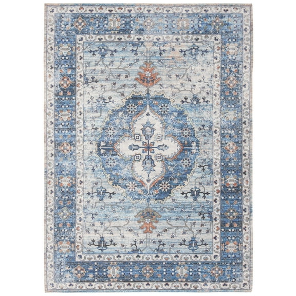 SAFAVIEH Saffron Collection 3' x 5' Blue/Ivory SFN203M Handmade Boho Chic Distressed Chenille Area Rug