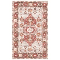 SAFAVIEH Saffron Seanna Oriental Polyester Area Rug, Terracotta/Ivory, 3' x 5'