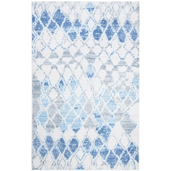 SAFAVIEH Saffron Corynn Geometric Area Rug, Ivory/Blue, 5' x 8'