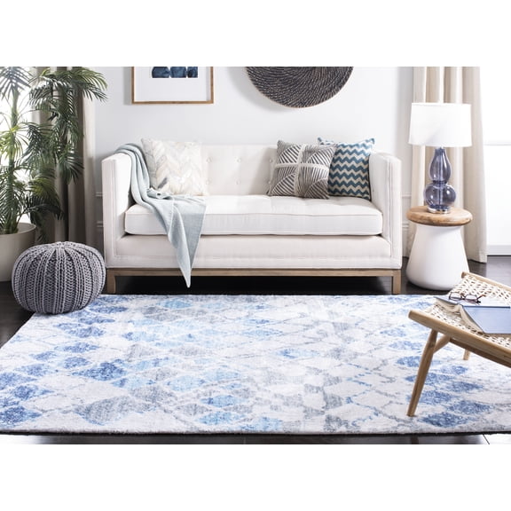 SAFAVIEH Saffron Corynn Geometric Area Rug, Ivory/Blue, 8' x 10'