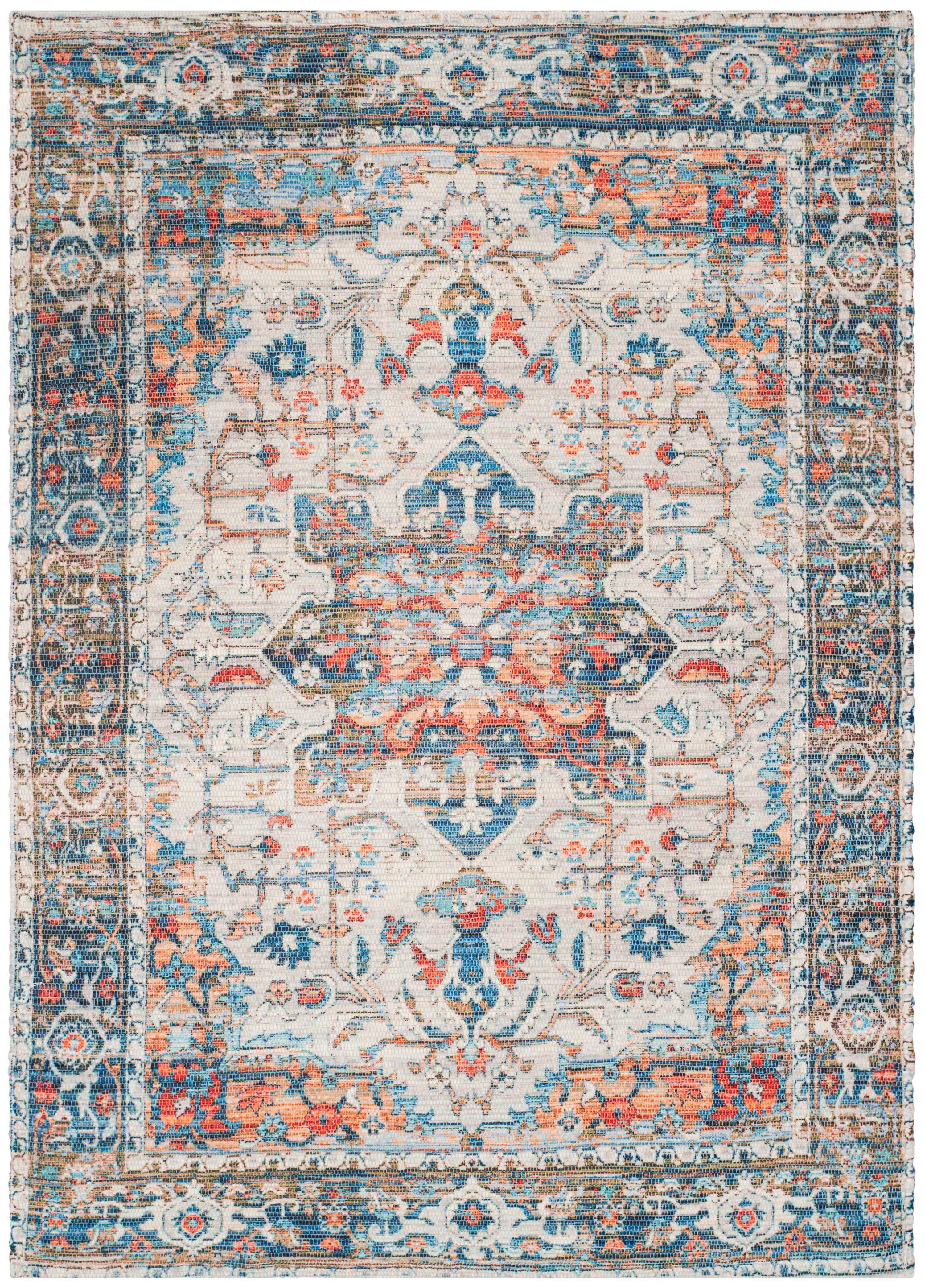 SAFAVIEH Saffron Coty Geometric Cotton Area Rug, Grey/Blue, 3' x 5'