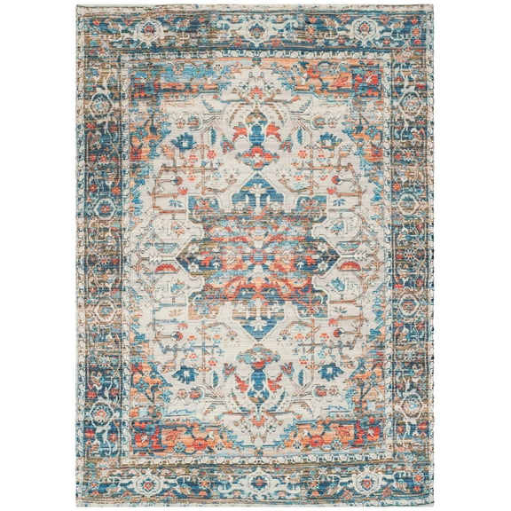 SAFAVIEH Saffron Coty Geometric Cotton Area Rug, Grey/Blue, 3' x 5'