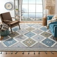 thumbnail image 1 of SAFAVIEH Saffron Cynarra Geometric Wool Area Rug, Ivory/Turquoise, 8' x 10', 1 of 5