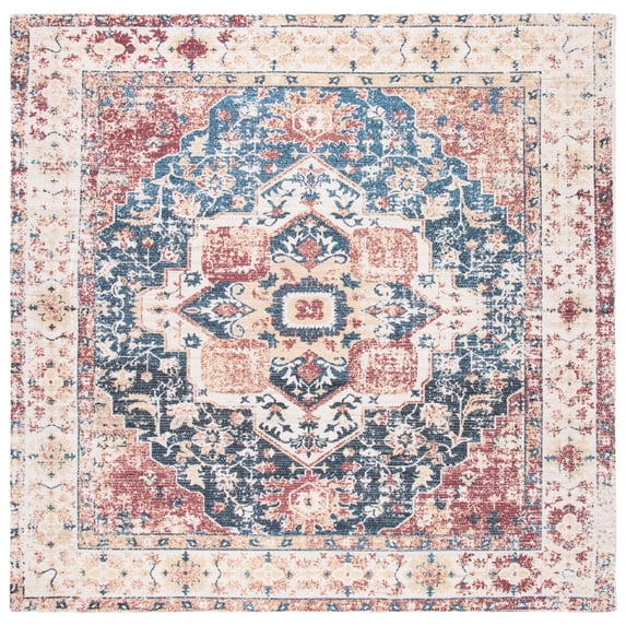 SAFAVIEH Saffron Ekaterina Floral Bordered Area Rug, Beige/Blue, 6' x 6' Square