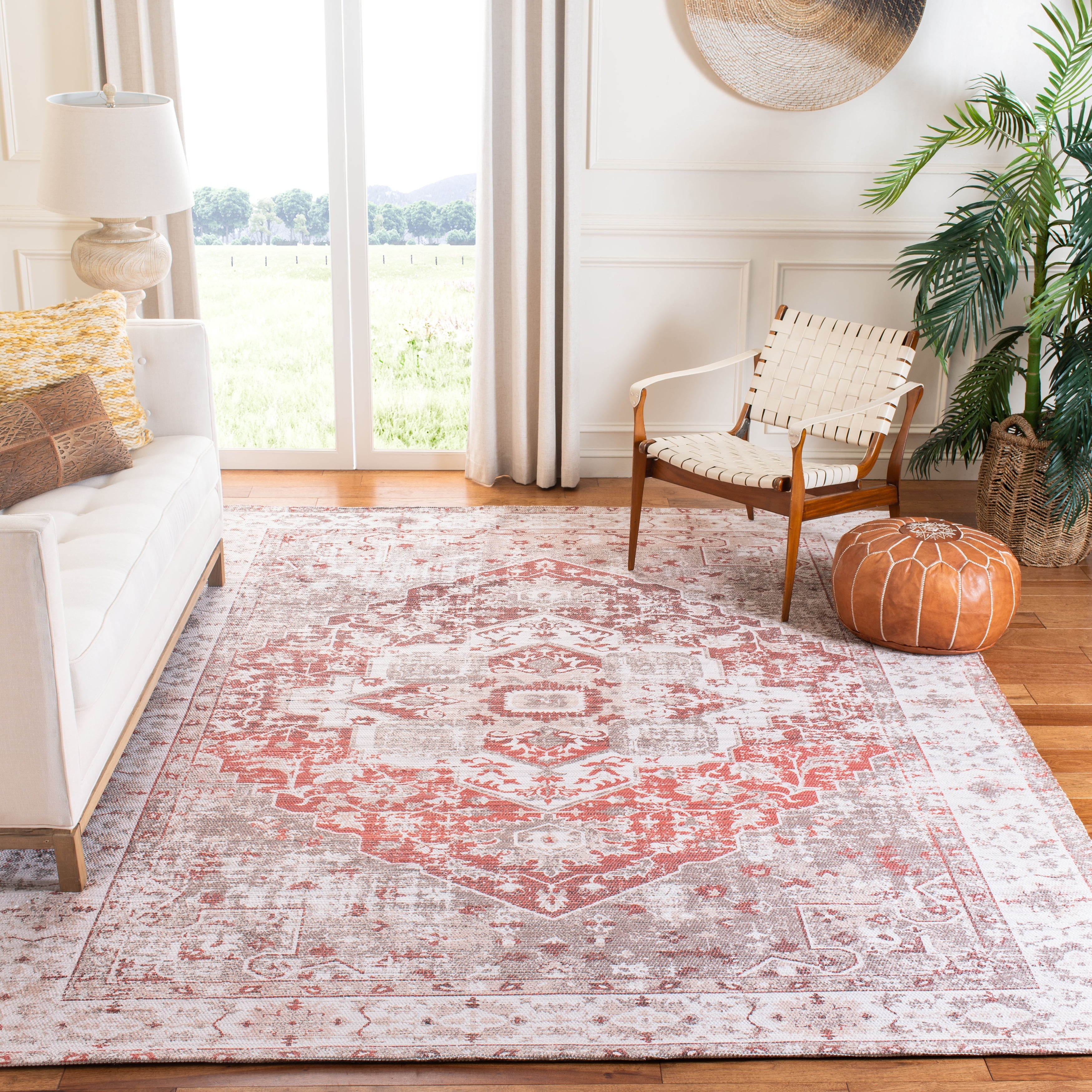 Gray Cotton Synthetic 8' x 10' Handmade Flat Woven Rug