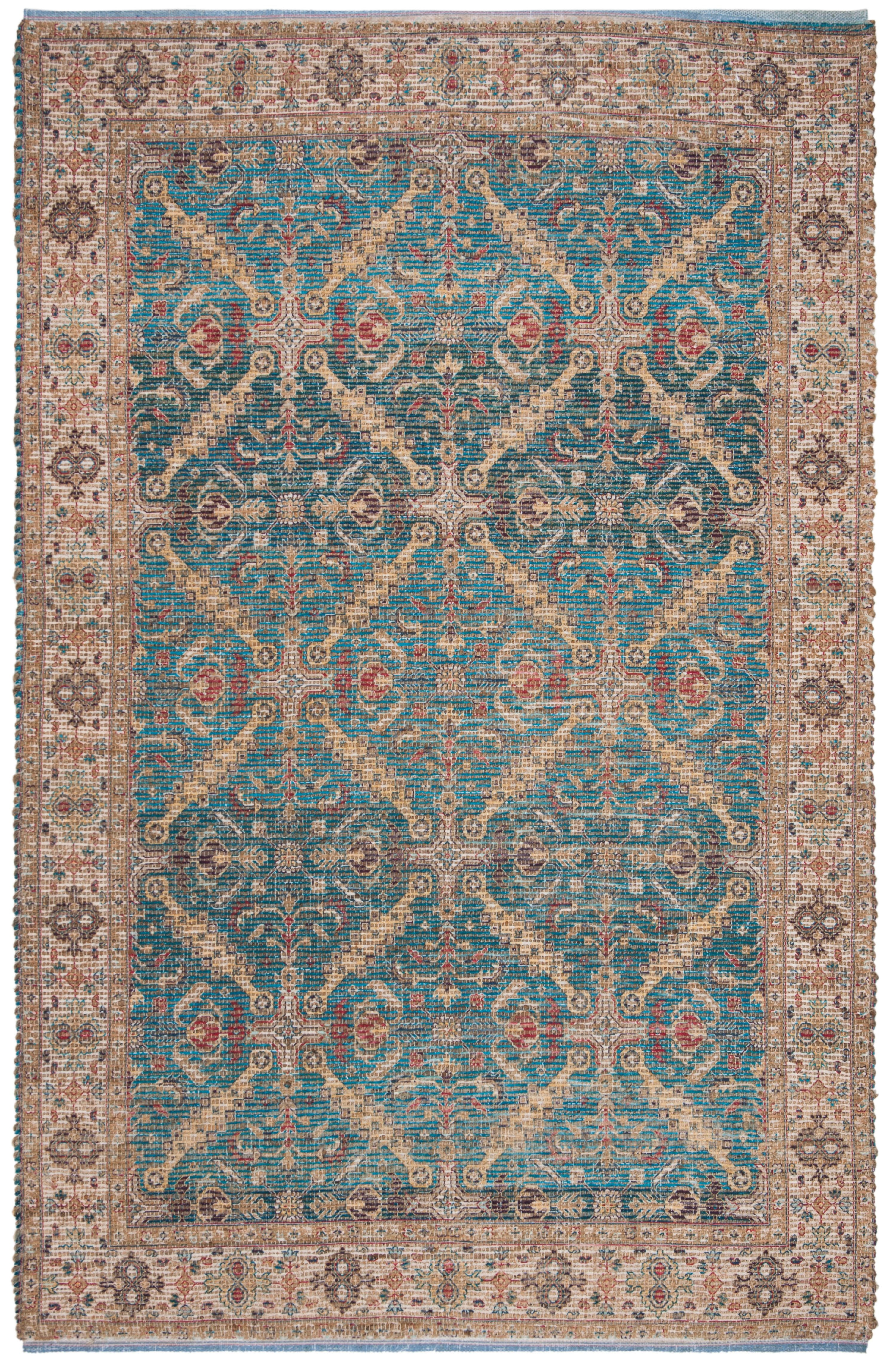 SAFAVIEH Saffron Elisa Floral Bordered Cotton Area Rug, Navy/Cream, 4' x 6'