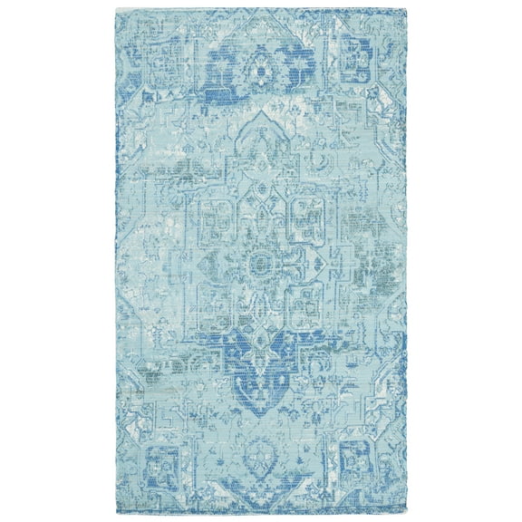 SAFAVIEH Saffron Erksine Geometric Polyester Area Rug, Aqua/Blue, 3' x 5'