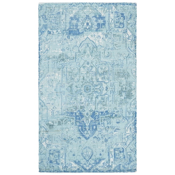SAFAVIEH Saffron Erksine Geometric Polyester Area Rug, Aqua/Blue, 3' x 5'