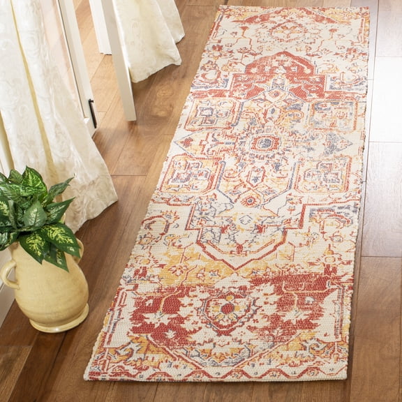 SAFAVIEH Saffron Erksine Geometric Polyester Runner Rug, Red/Cream, 2'3" x 8'