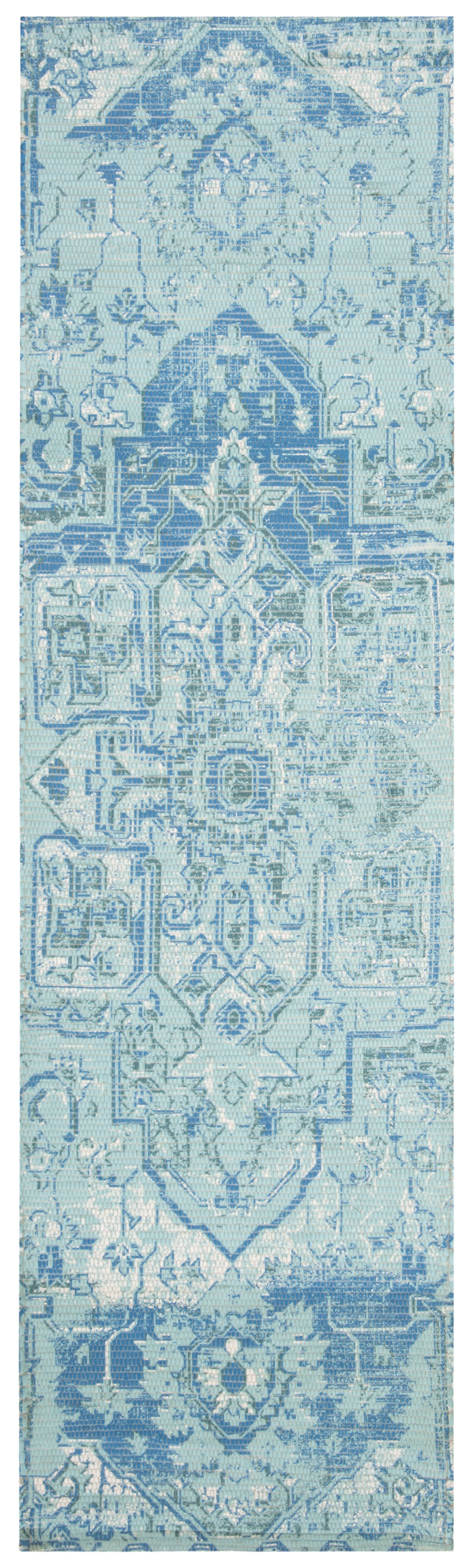 SAFAVIEH Saffron Erksine Geometric Runner Rug, Aqua/Blue, 2'3" x 8'