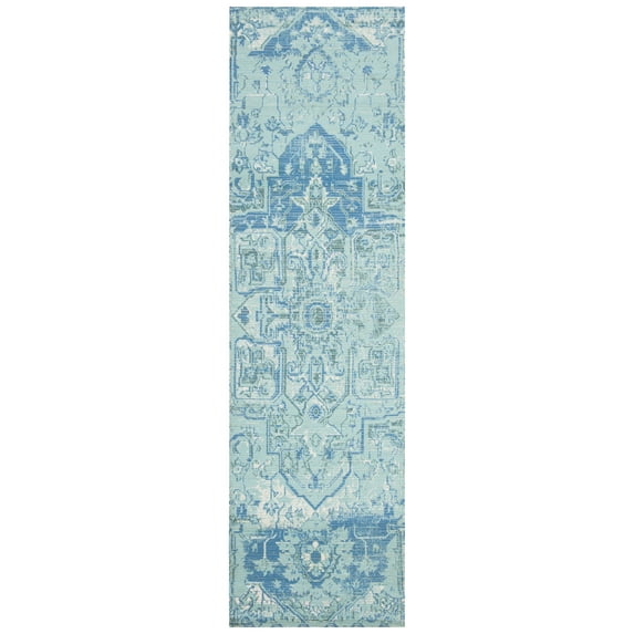 SAFAVIEH Saffron Erksine Geometric Runner Rug, Aqua/Blue, 2'3" x 8'