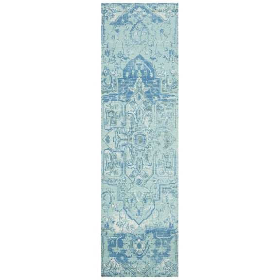 SAFAVIEH Saffron Erksine Geometric Runner Rug, Aqua/Blue, 2'3" x 8'