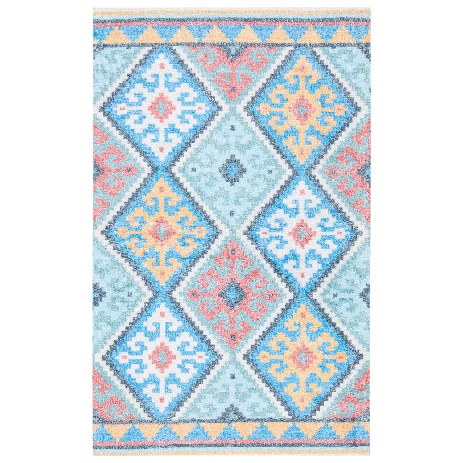 Coastal Breeze Blue and Aqua Hand-Loomed Wool-Cotton Blend Area Rug - 3' x 5'
