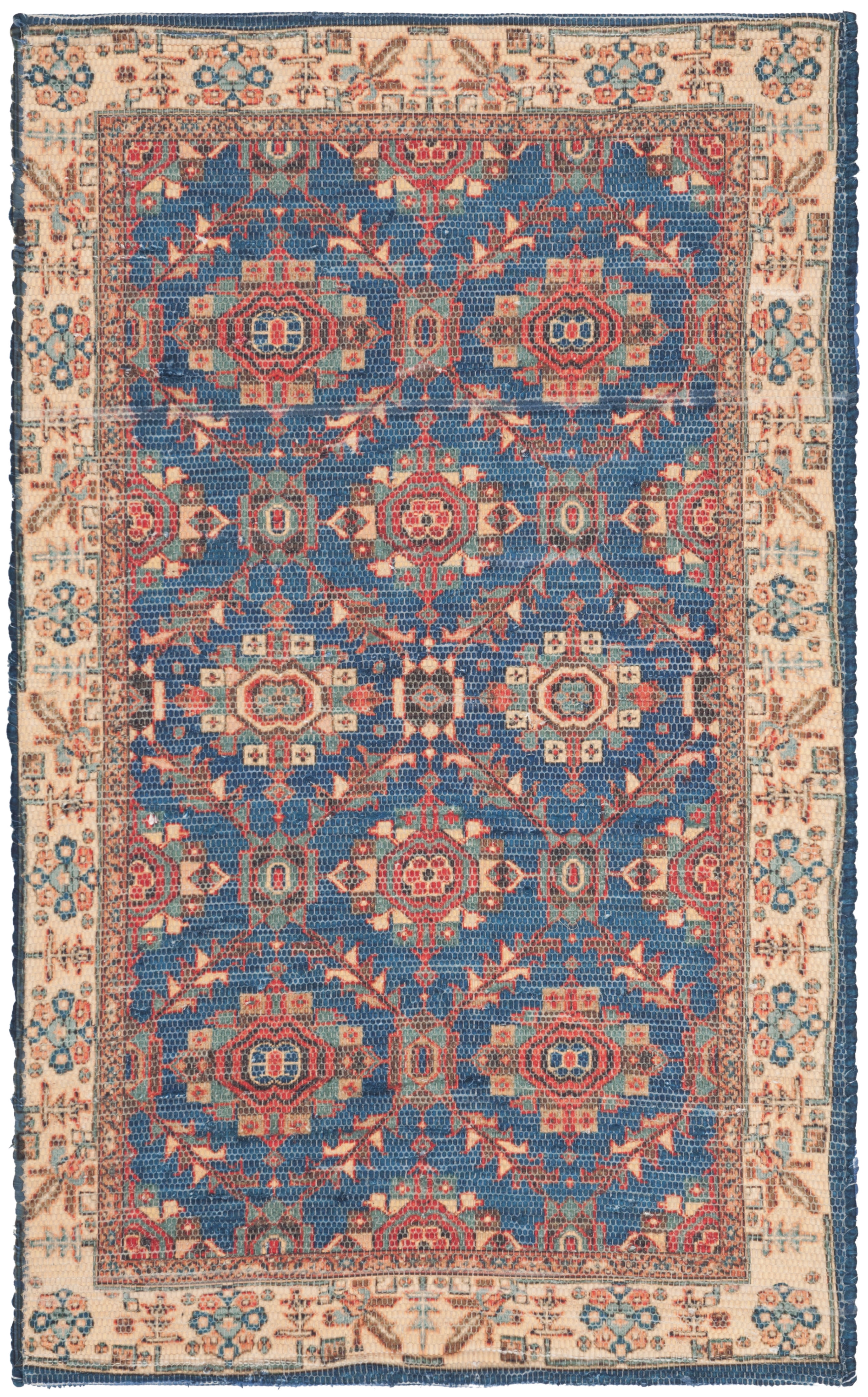 Breezy Blue Hand-Loomed Flatweave Cotton-Wool Blend Area Rug - 3x5 Feet