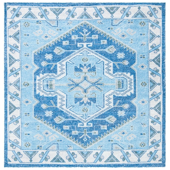 SAFAVIEH Saffron Magdalena Oriental Area Rug, Blue/Ivory, 6' x 6' Square