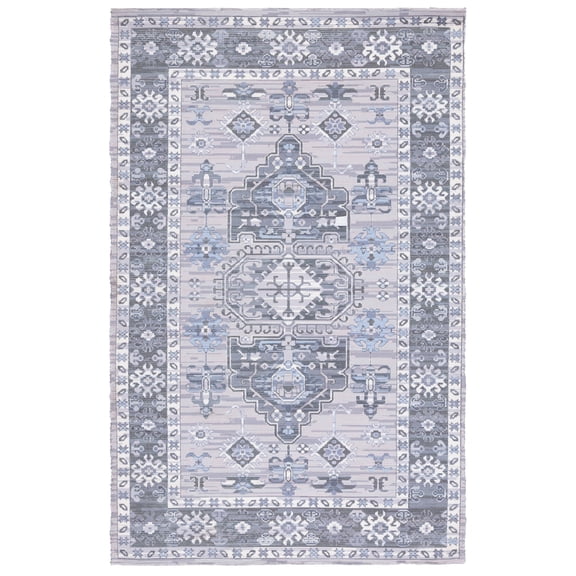 SAFAVIEH Saffron Seanna Oriental Polyester Area Rug, Purple/Ivory, 5' x 8'