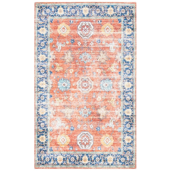 SAFAVIEH Saffron Wallace Distressed Area Rug, Rust/Navy, 3' x 5'