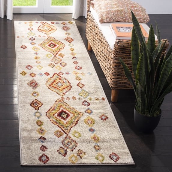 SAFAVIEH Sagamore Camille Southwestern Runner Rug, Light Grey/Terracotta, 2'3" x 12'