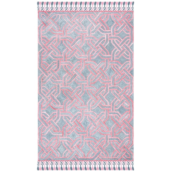 SAFAVIEH Sahara Horgan Geometric Trellis Area Rug, Pink/Grey, 6' x 9'