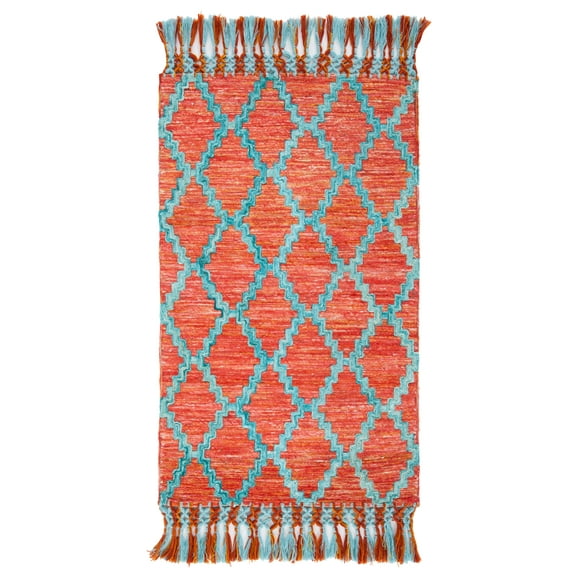 SAFAVIEH Sahara Jeptha Geometric Area Rug, Rust/Aqua, 3' x 5'