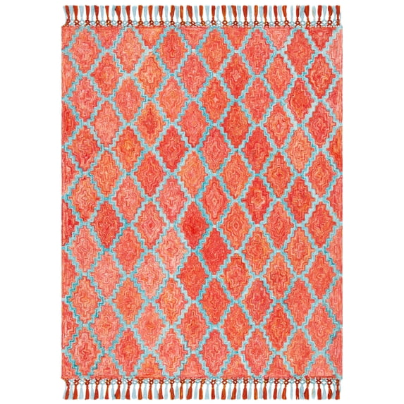 SAFAVIEH Sahara Jeptha Geometric Area Rug, Rust/Aqua, 8' x 10'