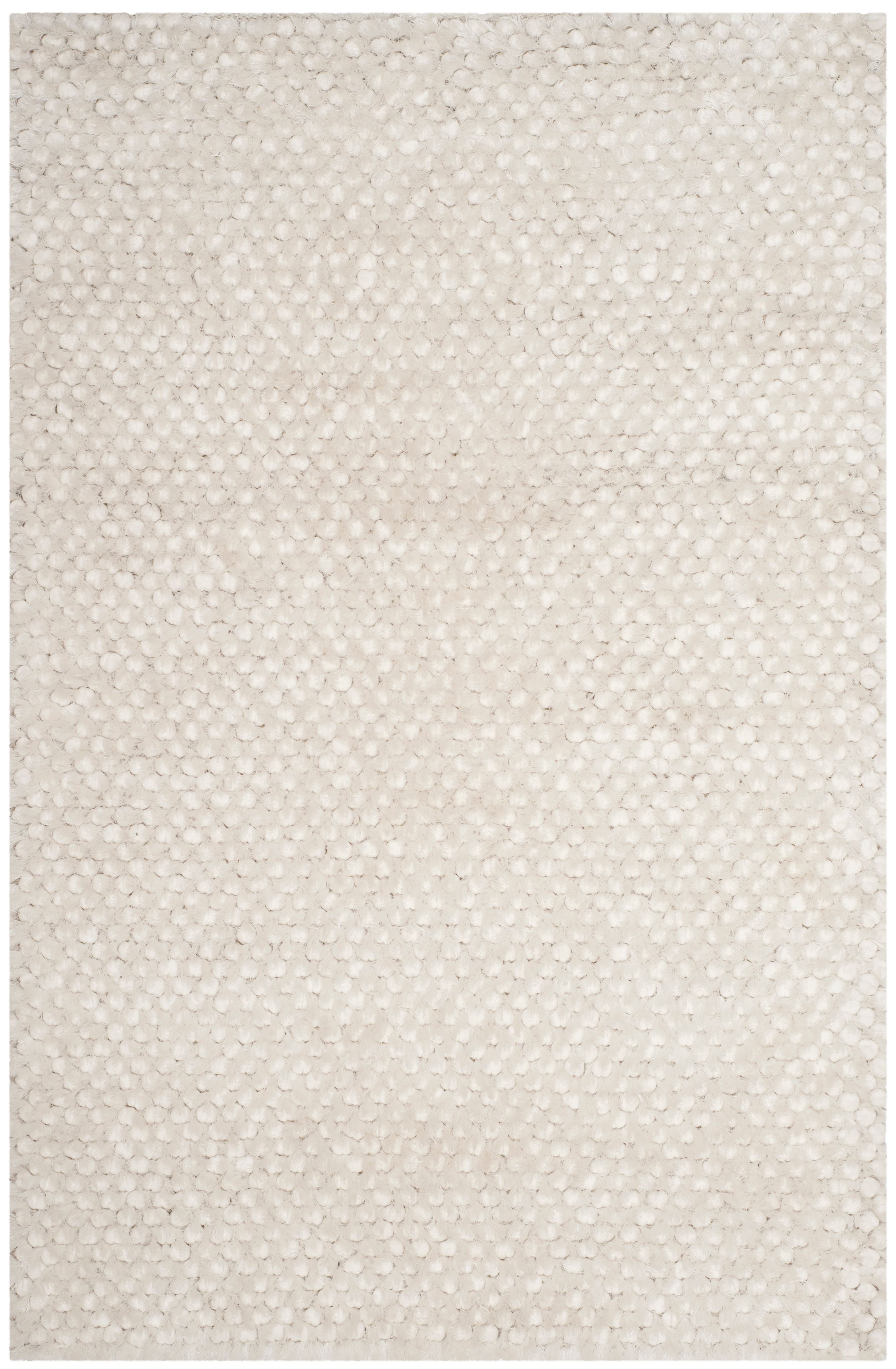 Provence Villa Luxe Shag 47" Round Cotton-Synthetic White Rug
