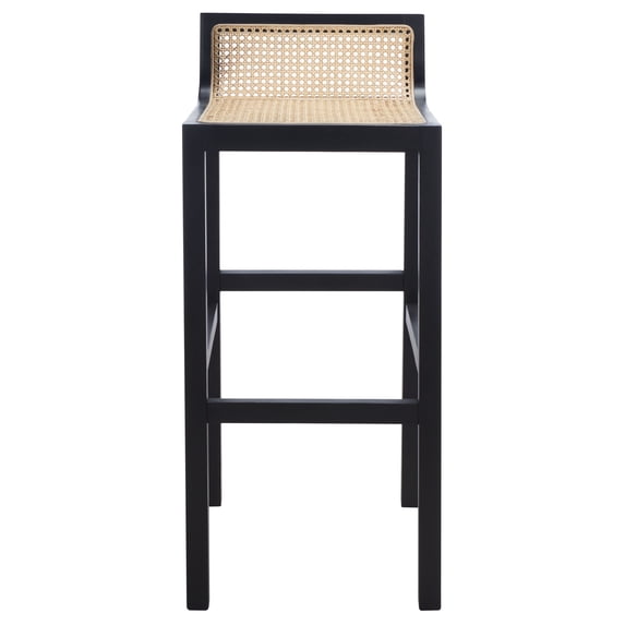 SAFAVIEH Saito Square Low Back Bar Stool, Black/Natural