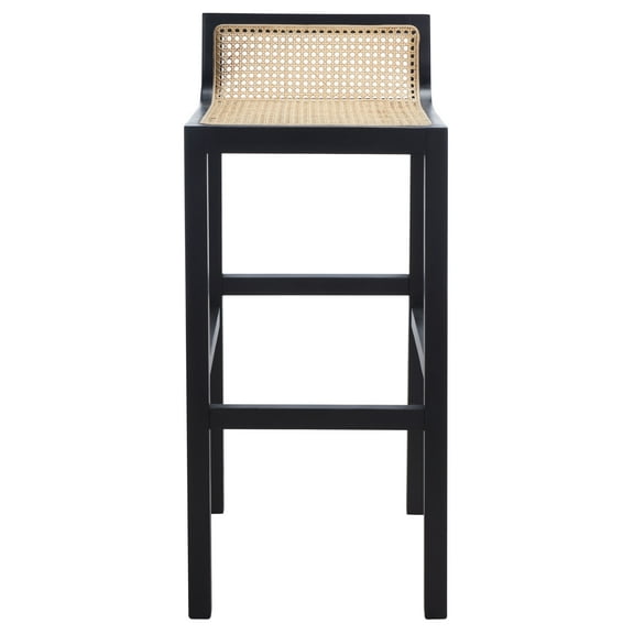 SAFAVIEH Saito Square Low Back Bar Stool, Black/Natural