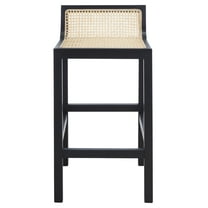 SAFAVIEH Saito Square Low Back Counter Stool, Black/Natural