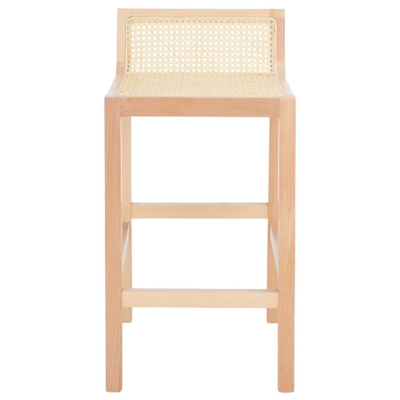 SAFAVIEH Saito Square Low Back Counter Stool, Natural/Natural