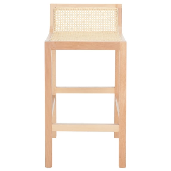 SAFAVIEH Saito Square Low Back Counter Stool, Natural/Natural