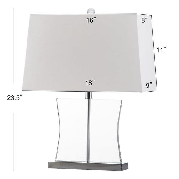 SAFAVIEH Salcha 23.5 in. H Crystal Glam Curved Base Table Lamp, Clear