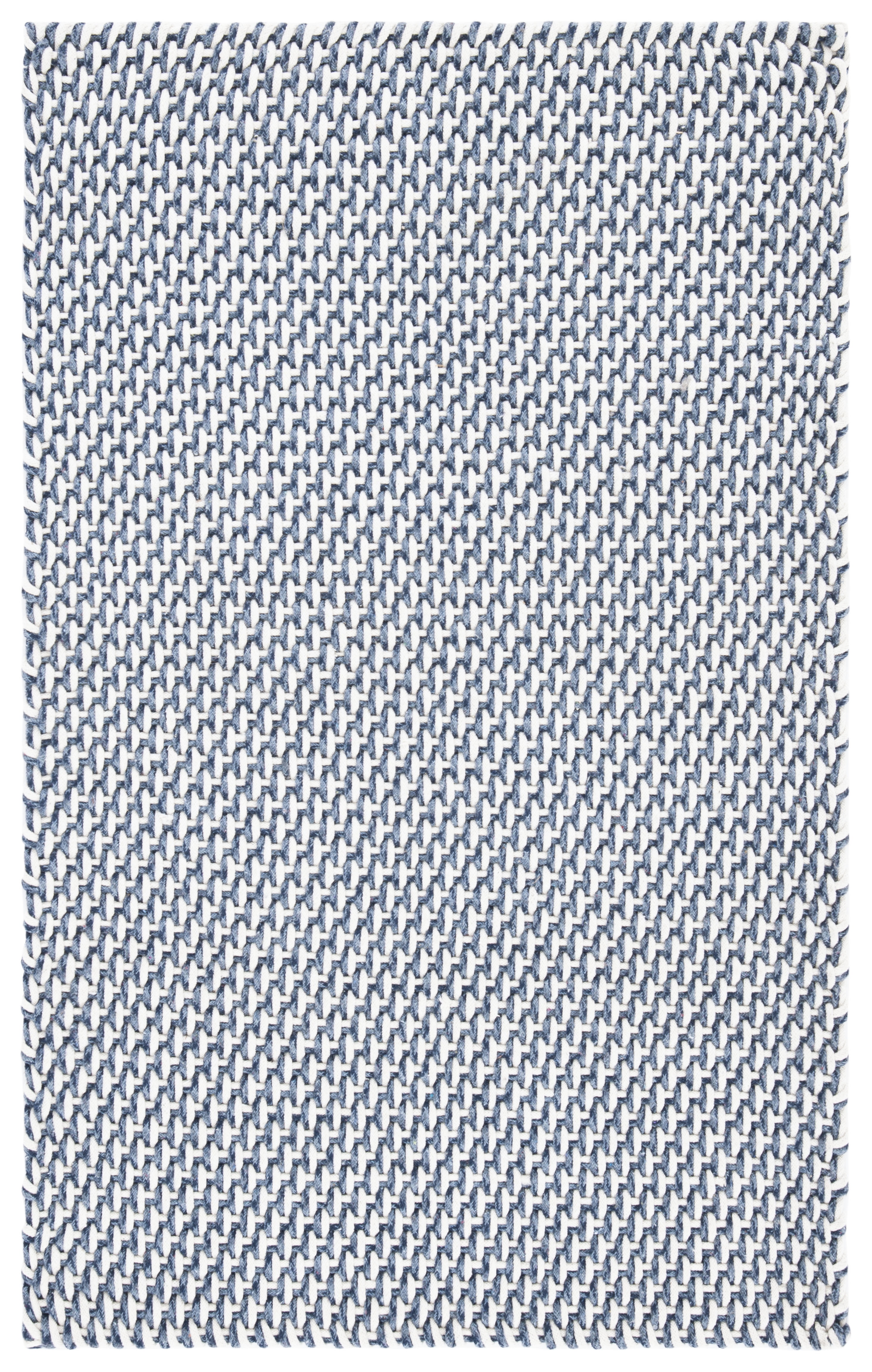 Coastal Breeze Hand-Knotted Blue Cotton 4'x6' Basket Weave Rug