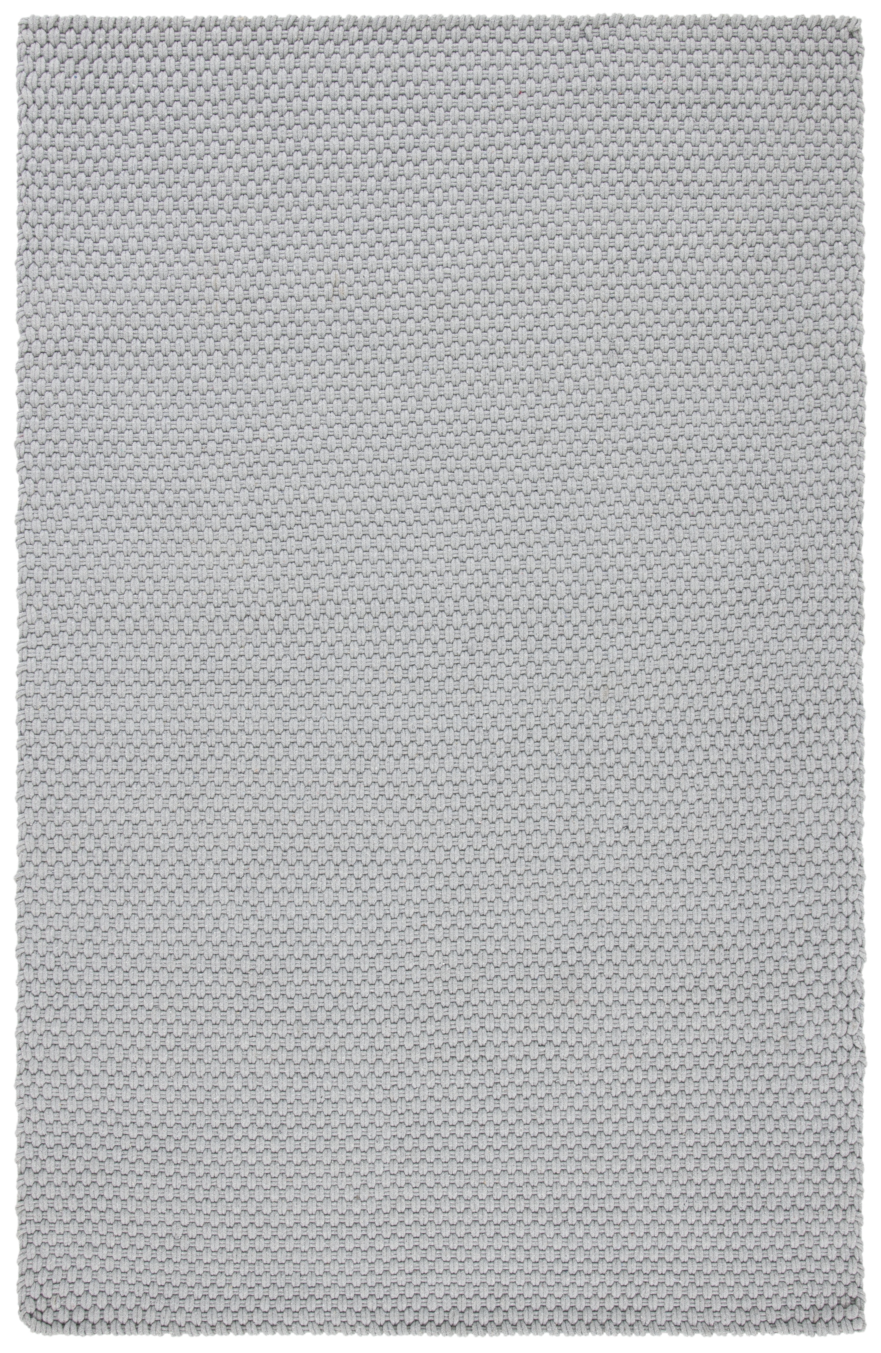 Gray Handmade Cotton Basket Weave 6' x 9' Area Rug