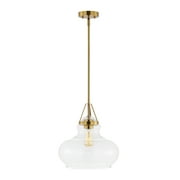 SAFAVIEH Salud LED Brass Gold Metal Pendant Light with Clear Shade