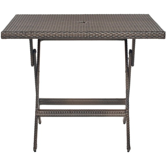 SAFAVIEH Samana Outdoor Patio Square Rattan Folding Table, Brown