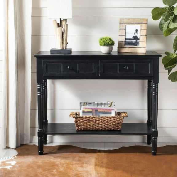 SAFAVIEH Samantha 2-Drawer Console Table Distressed Black