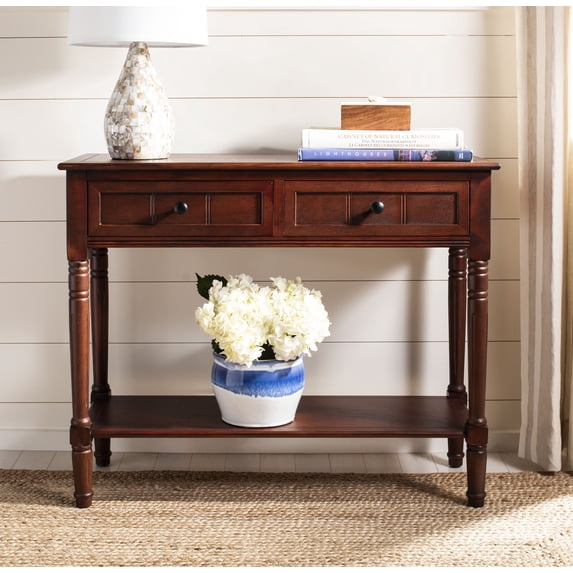 SAFAVIEH Samantha Contemporary 2 Drawer Console, Dark Cherry