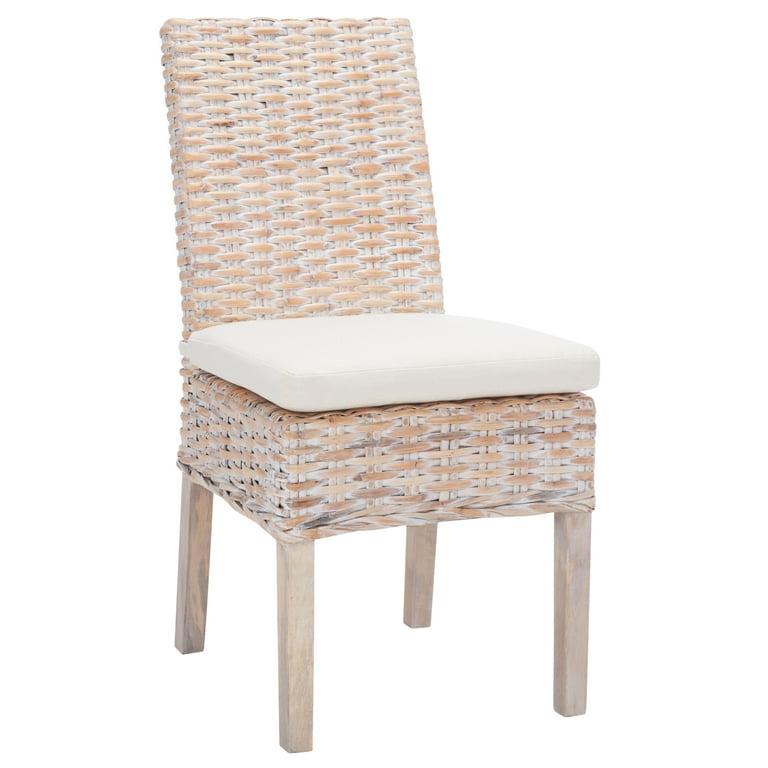 SAFAVIEH Sanibel Side Chairs with Cushion Natural White Wash Set of 2 20 in. W x 24 in. D x 39 in. H Walmart