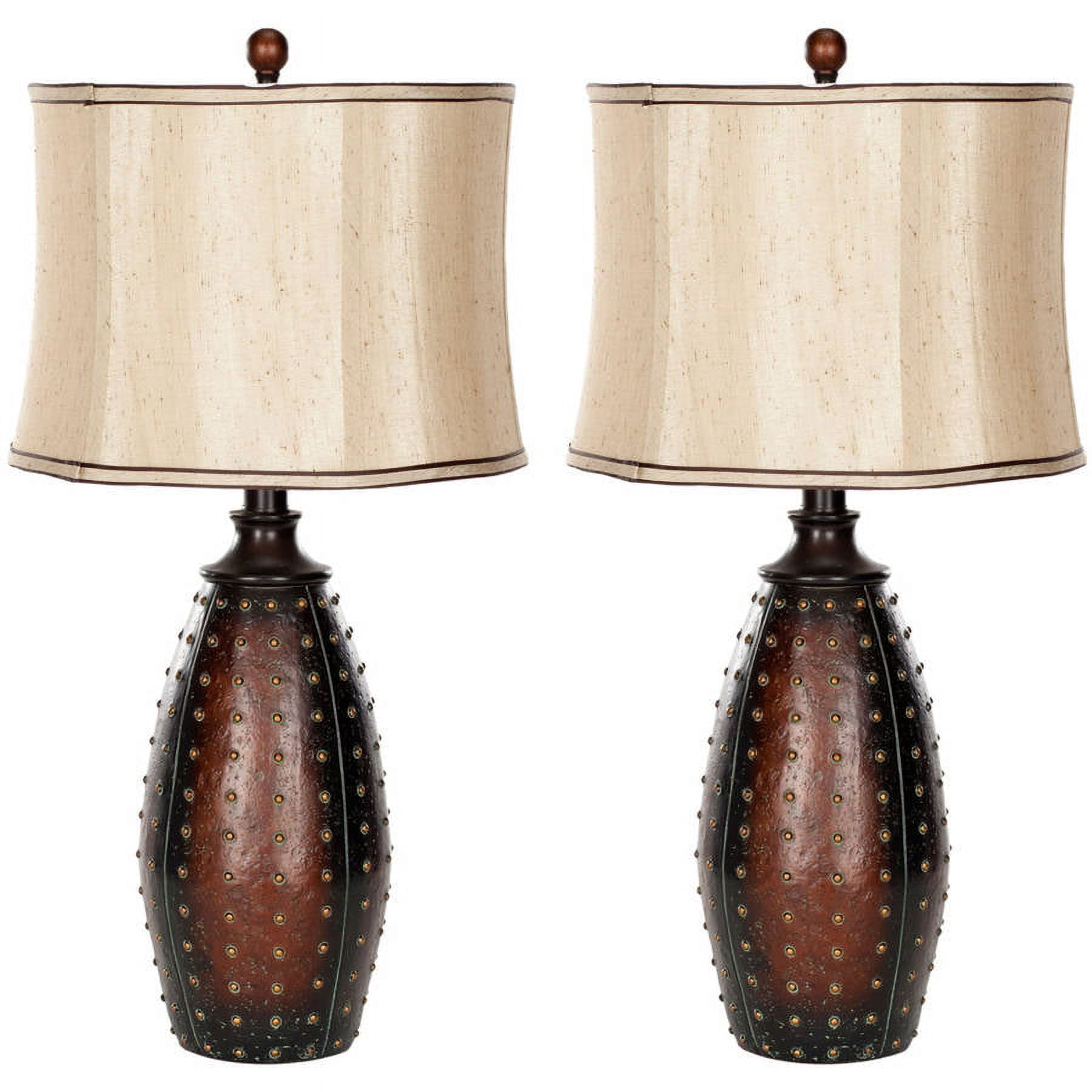 Safavieh Santa Fe 28" Glam Poly Resin Table Lamp with Beige Polyester Shade, Set of 2