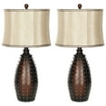 thumbnail image 1 of SAFAVIEH Santa 28 in. Brown Resin Table Lamp with Beige Polyester Shade, Set of 2, 1 of 7