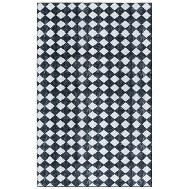 SAFAVIEH Santa Clara Anabella Geometric Polyester Area Rug, Black/Ivory, 8' x 10'