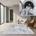 thumbnail image 1 of SAFAVIEH Santa Monica Alice Abstract Polyester Area Rug, Beige/Charcoal, 5' x 8', 1 of 13