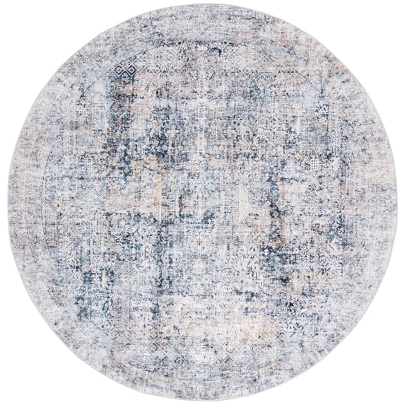 SAFAVIEH Santa Monica Alice Abstract Polyester Area Rug, Navy/Beige, 6' x 6' Round