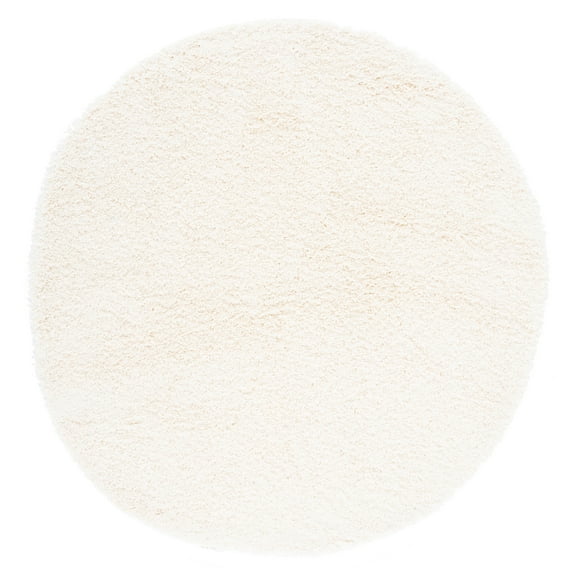 SAFAVIEH Santa Monica Cali Solid Shag Area Rug, Ivory, 3' x 3' Round