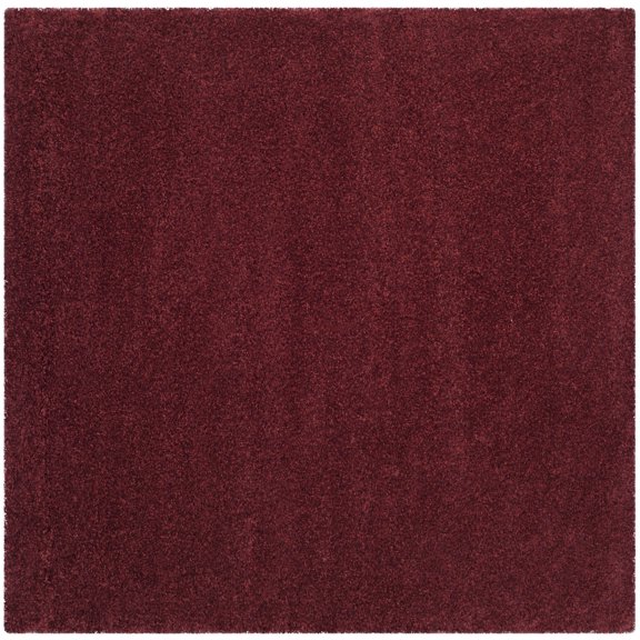 SAFAVIEH Santa Monica Cali Solid Shag Area Rug, Maroon, 3' x 3' Square