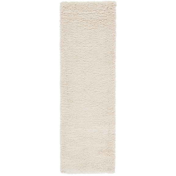 SAFAVIEH Santa Monica Cali Solid Shag Runner Rug, Ivory, 2'3" x 9'