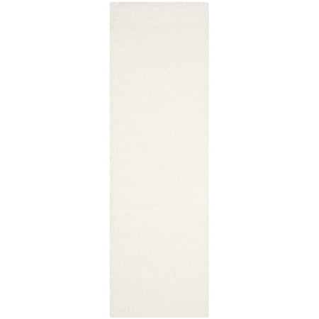 SAFAVIEH Santa Monica Cali Solid Shag Runner Rug, White, 2'3" x 5'
