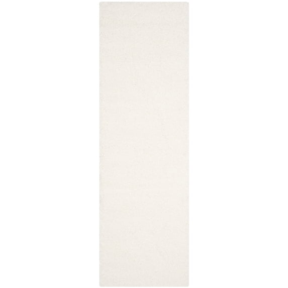 SAFAVIEH Santa Monica Cali Solid Shag Runner Rug, White, 2'3" x 9'