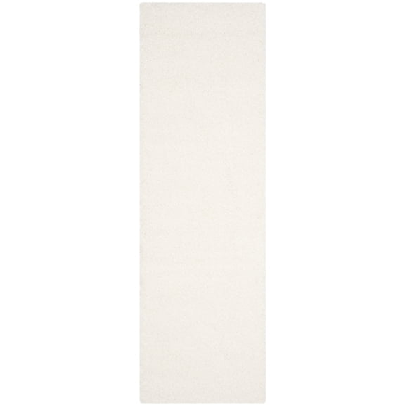 SAFAVIEH Santa Monica Cali Solid Shag Runner Rug, White, 2'3" x 9'